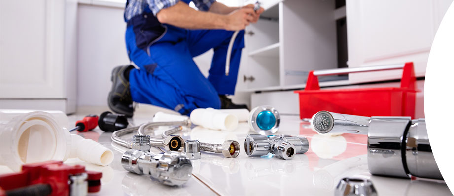 Plumbing tools and fixtures.